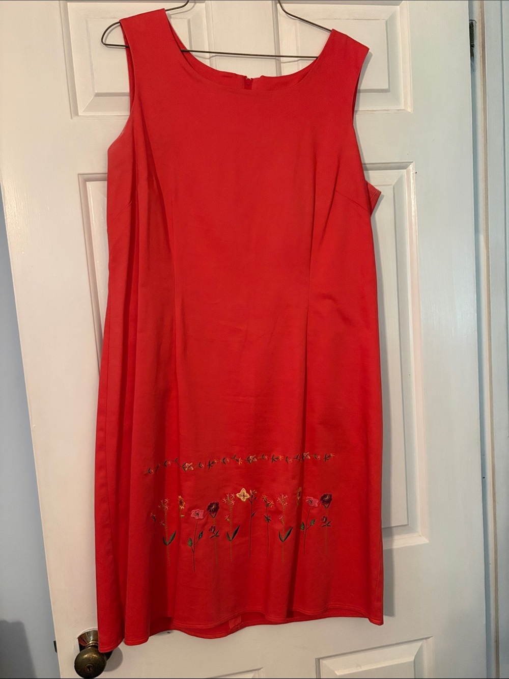 Orange Sleeveless Embroidered Hem Dress - Women